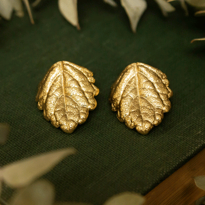 Aros hoja de suculenta dorados